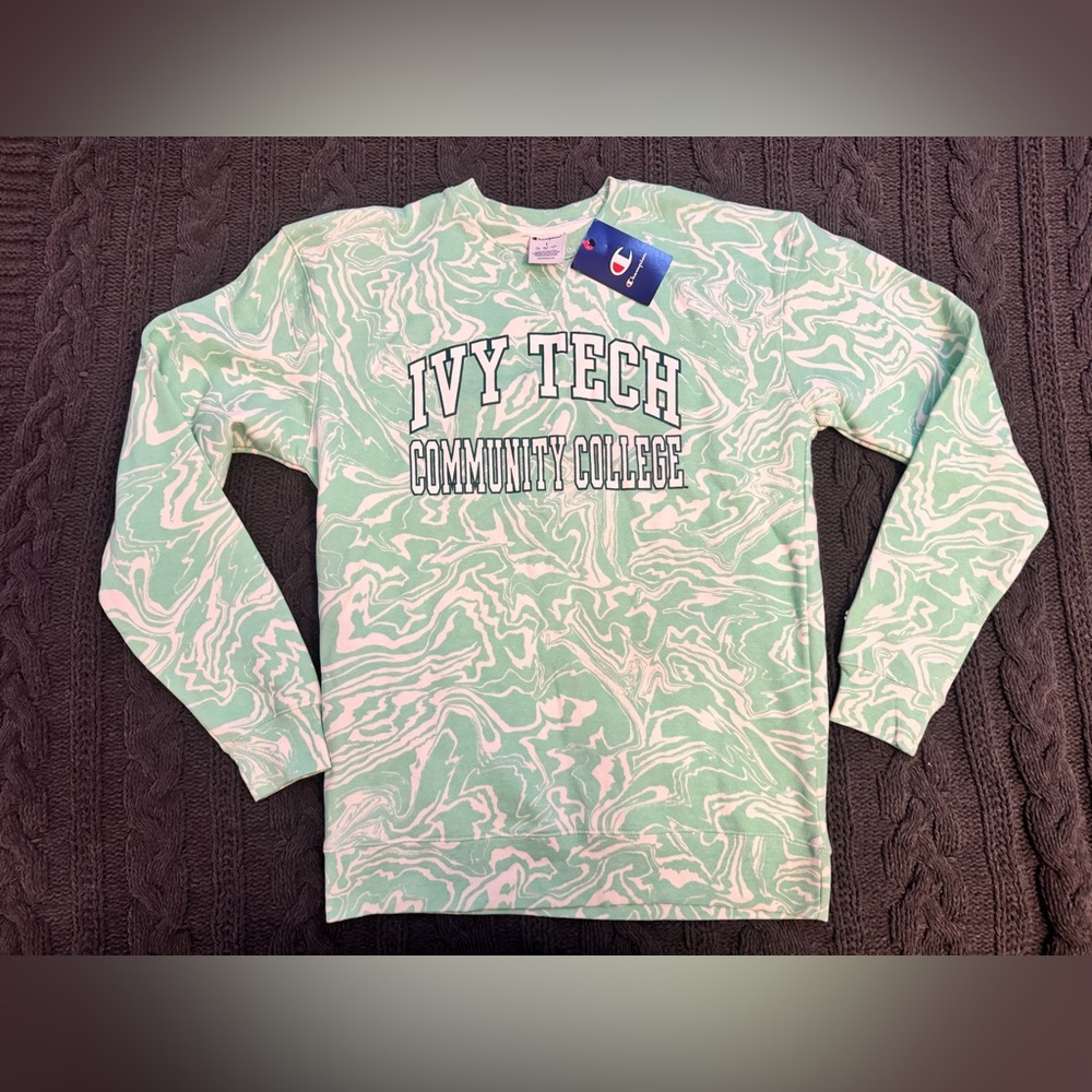 Champion Mint Green and White Sweatshirt Ivy Tech Community College (S)